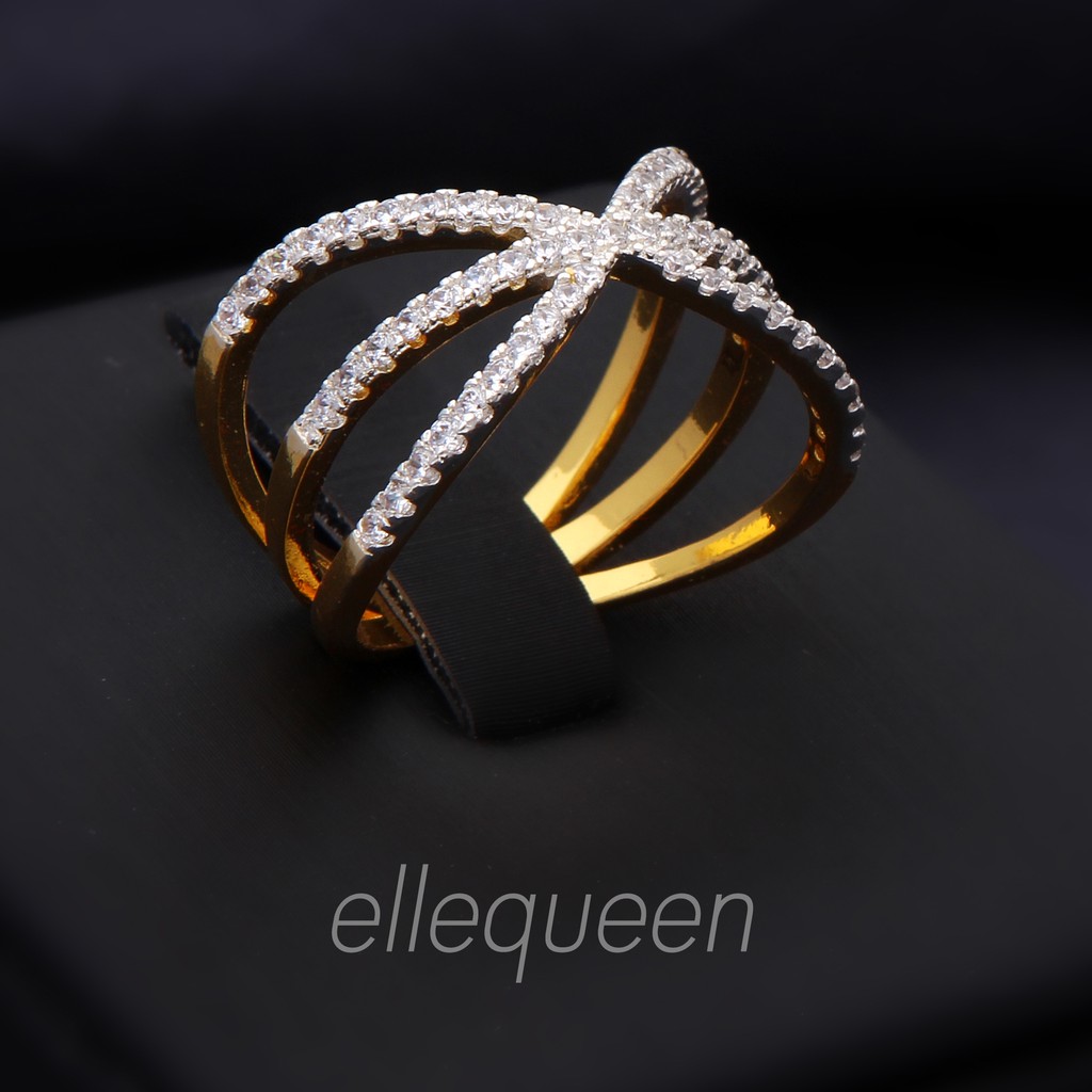 ellequeen-แหวนเกลียวทองฝังเพชร