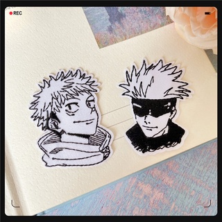 ♚ แผ่นแพทช์เหล็ก ลายการ์ตูนอนิเมะ Jujutsu Kaisen ♚ แผ่นแพทช์รีดติดเสื้อ รูปพัด DIY สําหรับตกแต่งเสื้อผ้า 1 ชิ้น