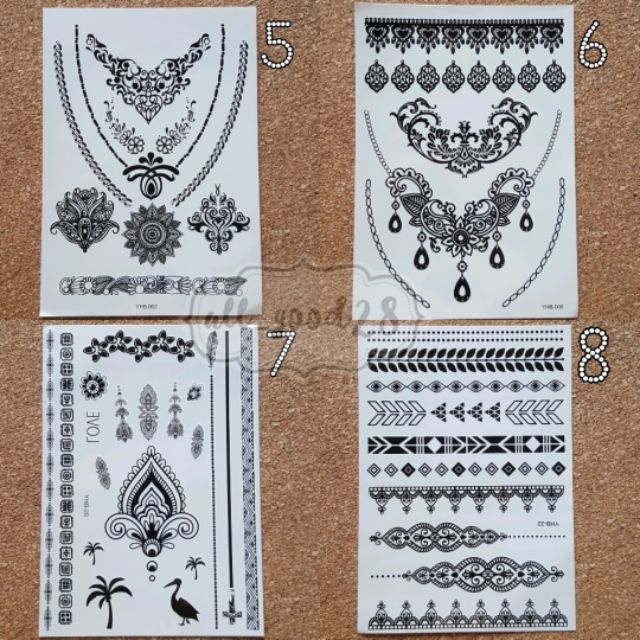 พร้อมส่ง-สติ๊กเกอร์รอยสักเฮนน่า-แทททูเฮนน่า-henna-tattoo-8