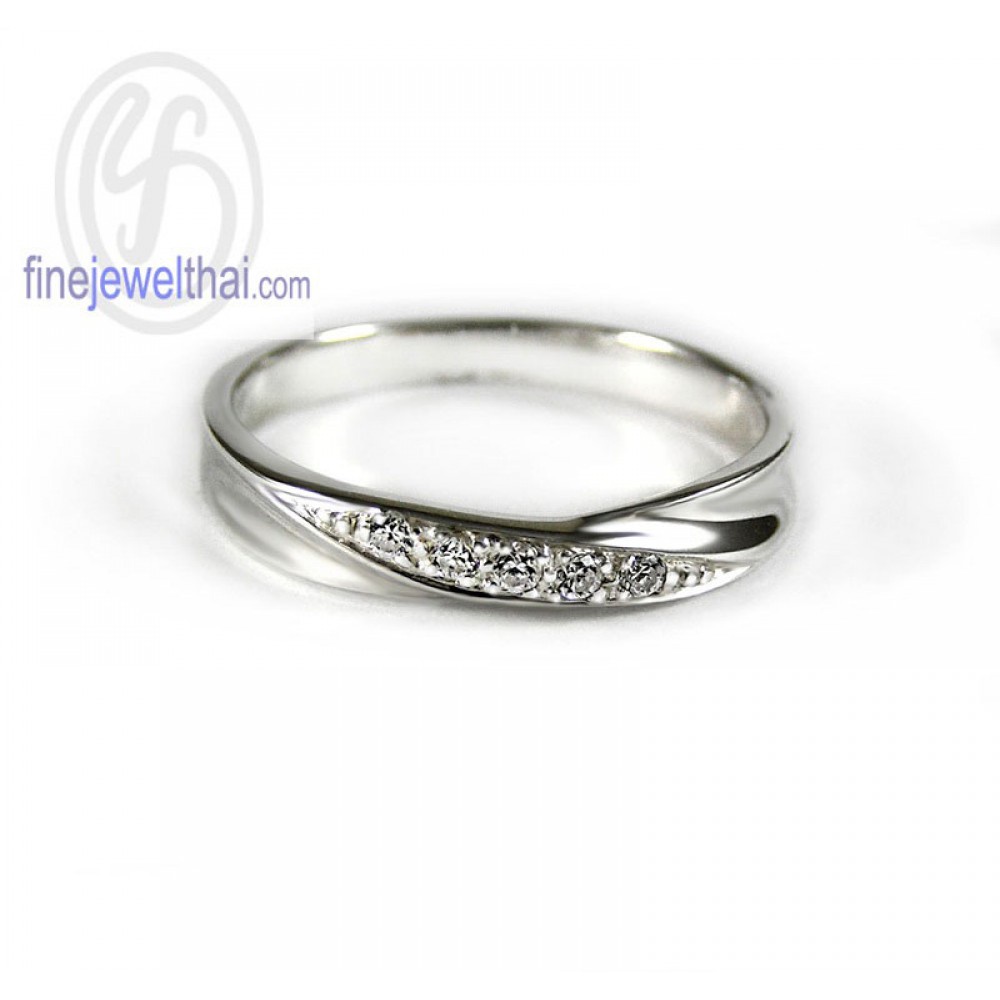 finejewelthai-แหวน-แหวนเพชร-เพชรcz-แหวนหมั้น-แหวนแต่งงาน-diamond-cz-silver-couple-ring-r1245cz