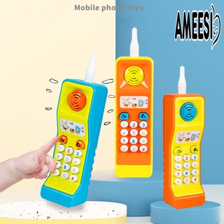 Ameesi โทรศัพท์มือถือของเล่น พร้อม 5 เพลง แบบพกพา ขอบกลม สีสันสดใส ตอบสนองต่อการออกกําลังกาย เสียงอ่อนโยน โทรศัพท์มือถือเด็กวัยหัดเดิน โมเดล พร้อมดนตรีเบา ของเล่น ของขวัญวันเกิด