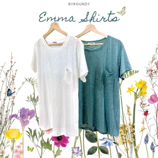 ✨พร้อมส่ง✨ 💖Byrgundy - Emma Shirts เสื้อคอกลม ผ้าสลาฟ ใส่สบาย ไม่ร้อน