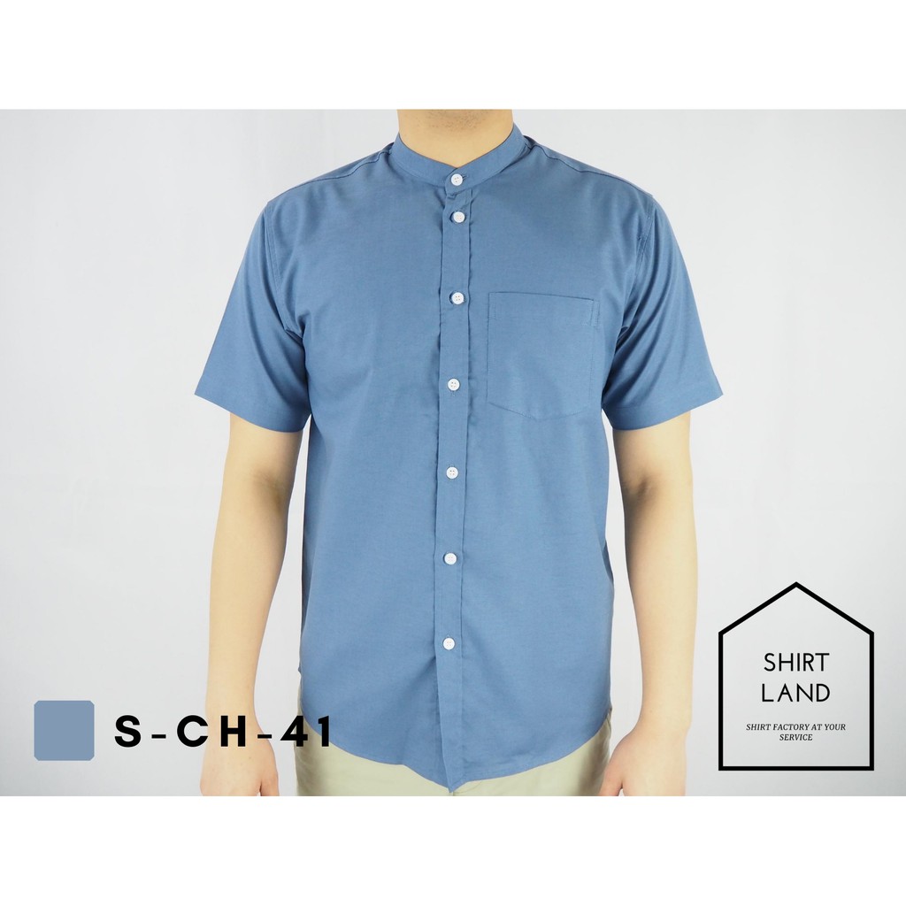 ภาพสินค้าคอจีน/แขนสั้น (สีเข้ม) 2XL/3XL/4XL ผ้า OXFORD - เสื้อเชิ้ตผู้ชาย ไซส์ใหญ่ คนอ้วน Short Sleeve Mandarin Collar Shirt จากร้าน shirtland บน Shopee ภาพที่ 4