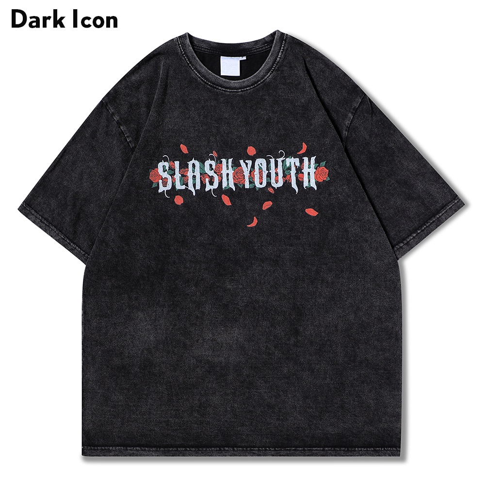 dark-icon-rose-street-printed-cotton-short-sleeved-t-shirt-men-and-womens-fashion-summer-2022-e151