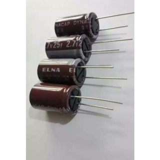 (20ชิ้น) Capacitor 25F 2.7V (=25ล้านไมโคร) ซุปเปอร์คาปาซิเตอร์ สีน้ำตาล ขนาด16x25mm DYNACAP ELNA ของแท้จากโรงงาน