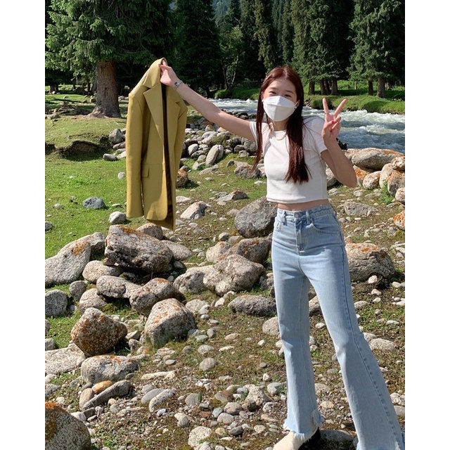 cpjgirlxx-eeyore-flared-jeans-sml-9-9-กางเกงยีนส์เอวสูง-ขาบาน-เกาหลี