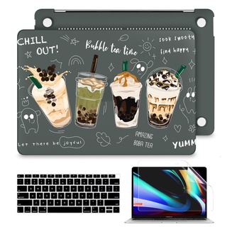 เคสแข็ง เนื้อแมตต์ สีเขียวมิดไนท์ 3in1 สําหรับ MacBook Pro M2 M1 A2338 A2337 Air13 2020 A2179 A1932 Retina Touch Bar A2251 A1706 A1708