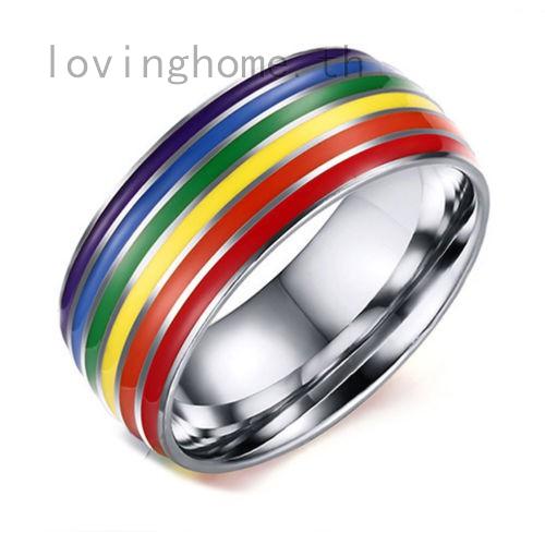 ภาพหน้าปกสินค้าGay Lesbian Pride Pendant Ring Rainbow Flag Band Stainless Steel Ring Hot ซึ่งคุณอาจชอบสินค้านี้