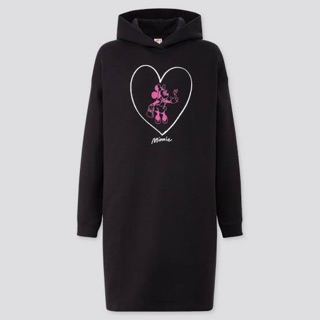 Uniqlo Dress with hoodie black Mickey Minnie เดรสสั้น mini dress