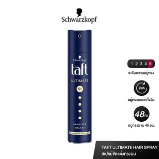 ใหม่ Schwarzkopf TAFT ULTIMATE HAIR SPRAY 250 ML. ทัฟท์ อัลทิเมท แฮร์สเปรย์ สเปรย์จัดแต่งทรงผม สูตรอัลติเมท 3109