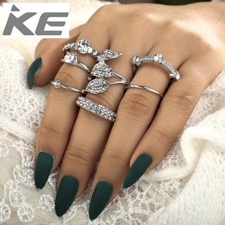 Popular Jewelry Simple Diamond Leaf Ring 7 Piece Set Combination Tail Ring Ladies for girls fo