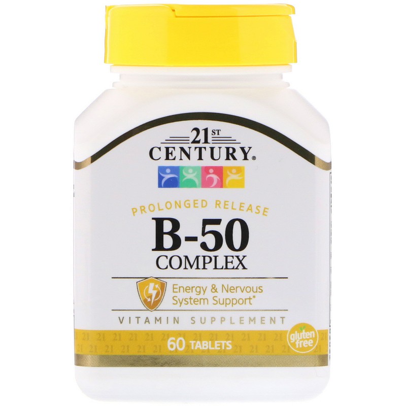 ภาพสินค้า21st Century, B-100 Complex, B-50 Complex, Prolonged Release, 60 Tablets จากร้าน eucerinthiiland บน Shopee ภาพที่ 3