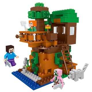 ของเล่นตัวต่อ รูปบ้านต้นไม้ Minecraft เสริมการเรียนรู้เด็ก DIY