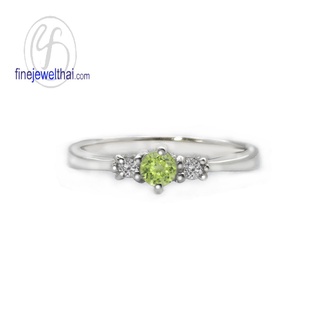 Finejewelthai-แหวนเพอริดอท-แหวนเงินแท้-แหวนพลอย-พลอยประจำเดือนเกิด-Peridot-Birthstone-Silver-Ring-R1182pd