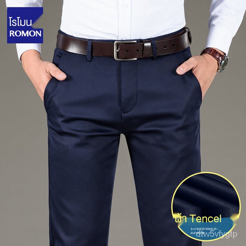 romon-tencel-กางเกงลำลองธุรกิจชายตรงหลวมฤดูใบไม้ผลิและฤดูร้อนใหม่เยาวชนกางเกงบางส่วนกางเกงขายาวน้ำ