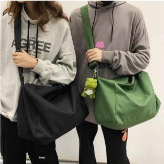 กระเป๋าผ้า Big แคนวาส สะพายข้าง เรียบ สวย  สไตล์มินิมอล Canvas Shoulder Bag Crossbody Bag ulzzang messenger bag for men