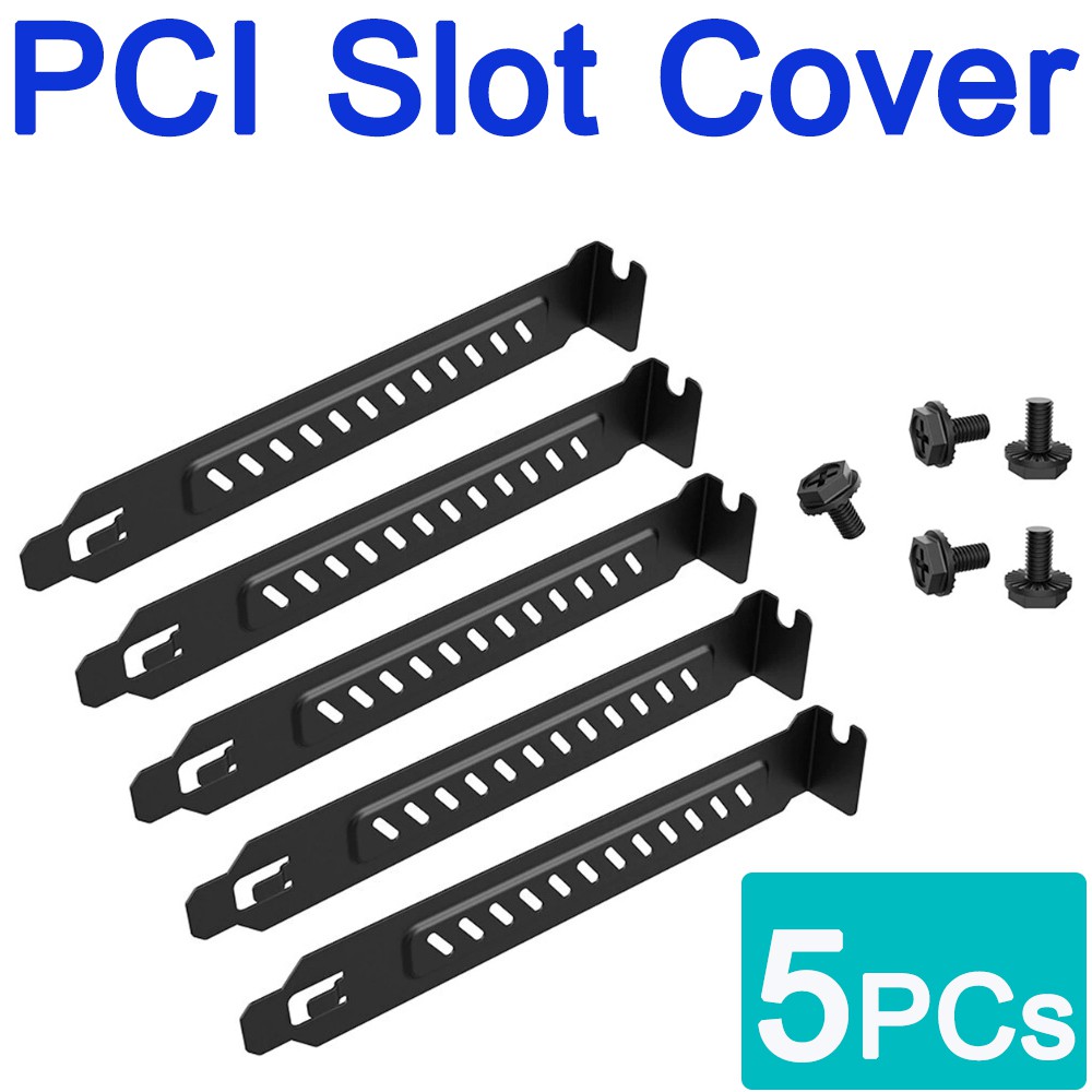เหล็กปิดช่อง-pci-หลัง-atx-case-แบบมีช่องระบายอากาศ-5pcs-pci-slot-cover-dust-filter-ventilation-plate-with-screws
