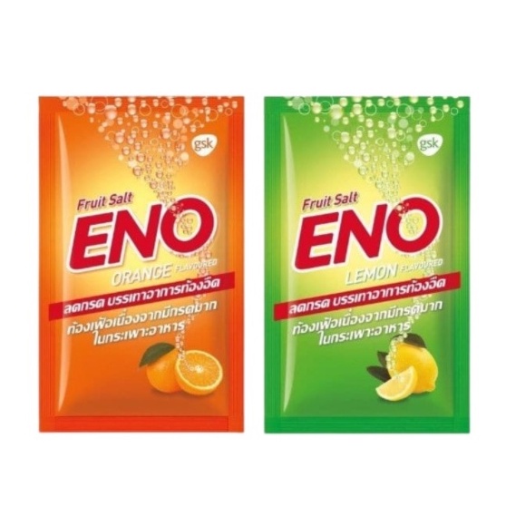ราคาและรีวิวENO Fruit Salt อีโน ฟรุต ซ้อลต์ ลดอาการ ท้องอืด ท้องเฟ้อ จำนวน 1 ซอง รสส้ม (Orange) 13014 / รสมะนาว (Lemon) 13015