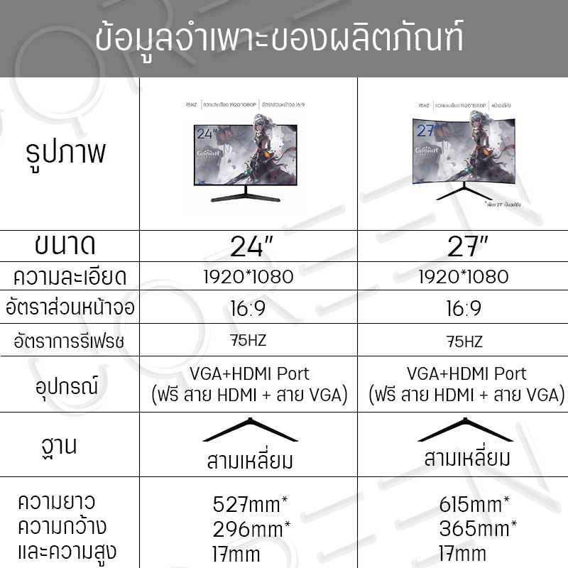 จอคอม 23-27นิ้ว จอมอนิเตอร์ 75Hz Monitor จอมอนิเตอร์เกมมิ่ง Full Hd Ips  Desktop Gaming Led | Shopee Thailand