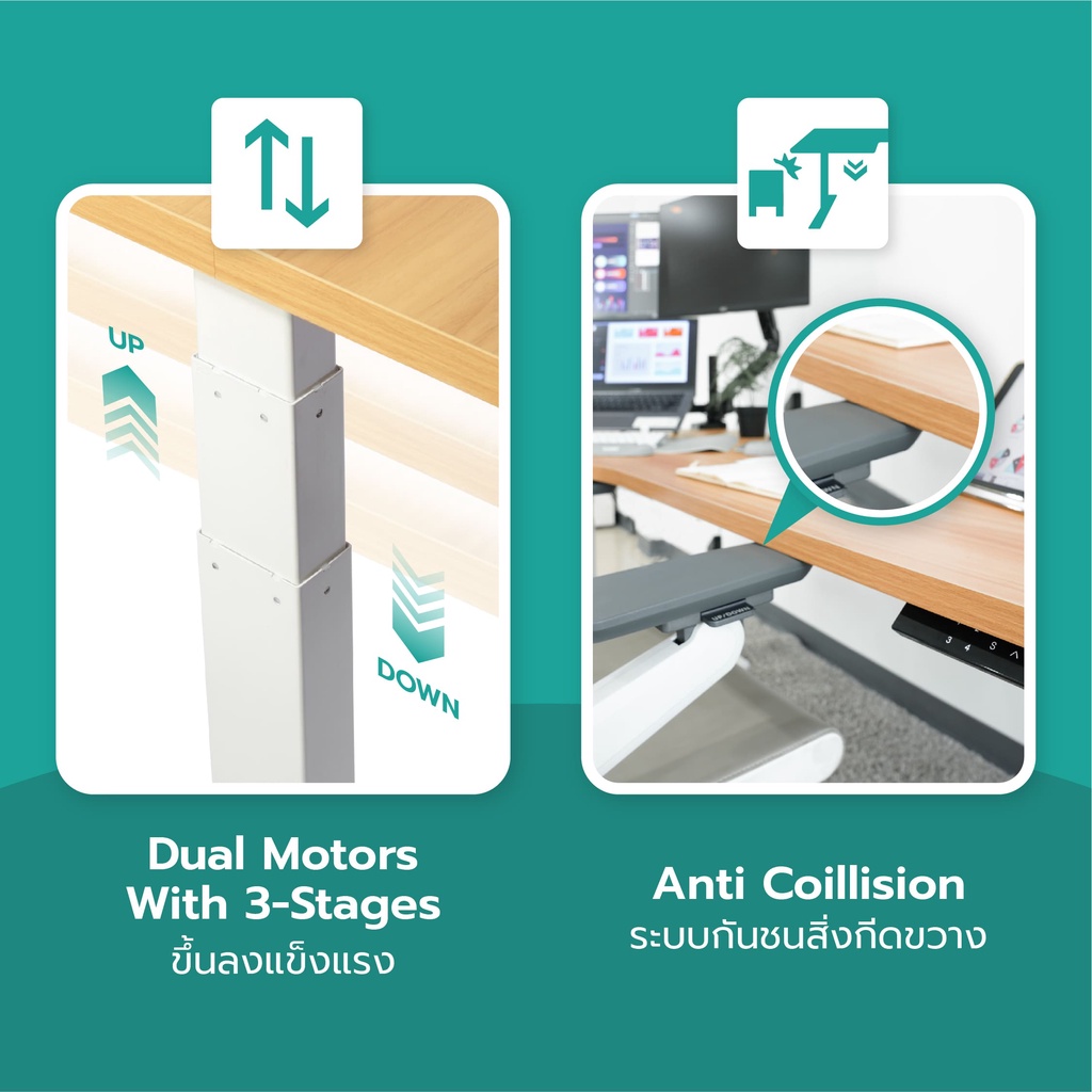Bewell Ergonomic L-Shaped Desk โต๊ะปรับระดับไฟฟ้า รูปตัว L เข้ามุมได้ทั้ง 2 ฝั่ง รับประกัน 5 ปี