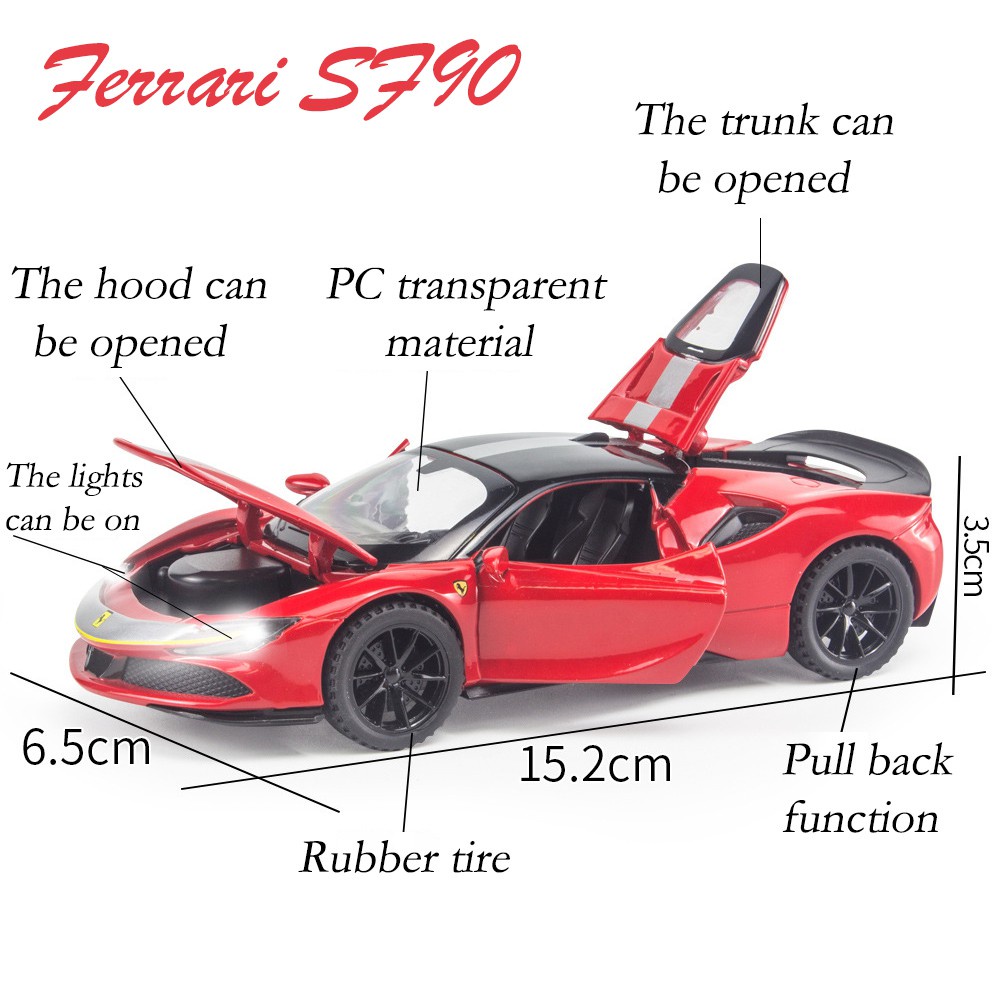 rum-1-32-scale-ferrari-sf90-alloy-car-model-die-cast-car-model-light-amp-sound-effect-toys-for-boys-toys-for-kids-gift