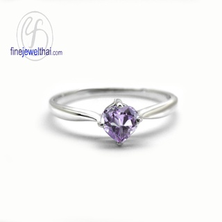 Finejewelthai-แหวนอะเมทิสต์-อะเมทิสต์-แหวนพลอย-แหวนเงินแท้-พลอยประจำเดือนเกิด-Amethyst-Silver-Ring-Birthstone-R1107amt-h