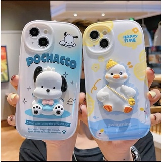 CASE Tpu เคสนิ่นลายการ์ตูนพร้อมขาตั้งการ์ตูน ใช้สำหรับ 7/8/se 7plus/8plus XR 11 12 12Pro 12ProMax 13 13Pro 13Promax