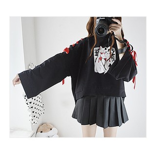 💥Hot sale！ ครึ่ง นาย สั้น ญี่ปุ่น โบราณ เสื้อกันหนาว หลวม ขี้เกียจ ลมฮาราจูกุ น้องสาวที่อ่อนนุ่ม น่ารัก นักเรียน ผ้าพัน