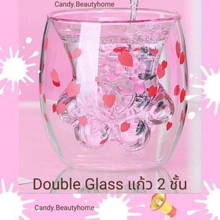 🔶|พร้อมส่ง|🔶แก้ว2ชั้น Double wall glass ทรงกรงเล็บแมวน่ารักๆ