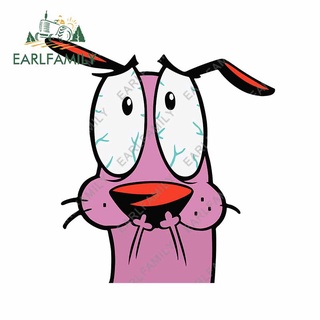 Earlfamily สติกเกอร์ ลายอนิเมะ Courage the Cowardly Dog Peeker ขนาด 13 ซม. x 10 ซม. สําหรับติดตกแต่งหน้าต่างรถยนต์ แล็ปท็อป