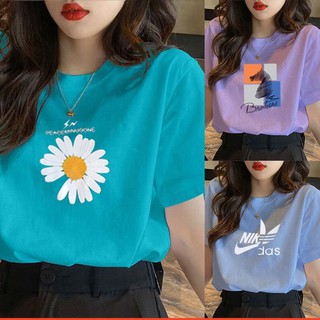 《ซื้อหนึ่งแถมสอง，สุ่มส่ง》ผ้าฝ้ายแขนสั้นTเสื้อยืดหญิงฤดูร้อนเวอร์ชั่นเกาหลีของไขมันใหม่mmหลวมเสื้อหญิง เสื้อยืดสีขาว