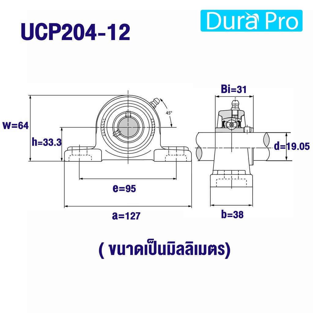 ucp204-12-ucp205-16-ucp206-18-ตลับลูกปืนตุ๊กตา-เพลานิ้ว-bearing-units-uc-p-ucp-โดย-dura-pro