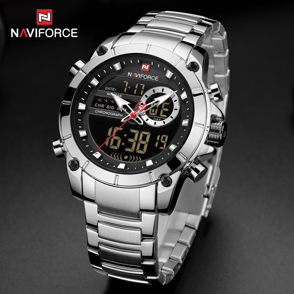 ภาพหน้าปกสินค้าNaviforce 9163 นาฬิกาข้อมือควอตซ์แฟชั่น สายแสตนเลส กันน้ํา สไตล์ทหาร สําหรับผู้ชาย