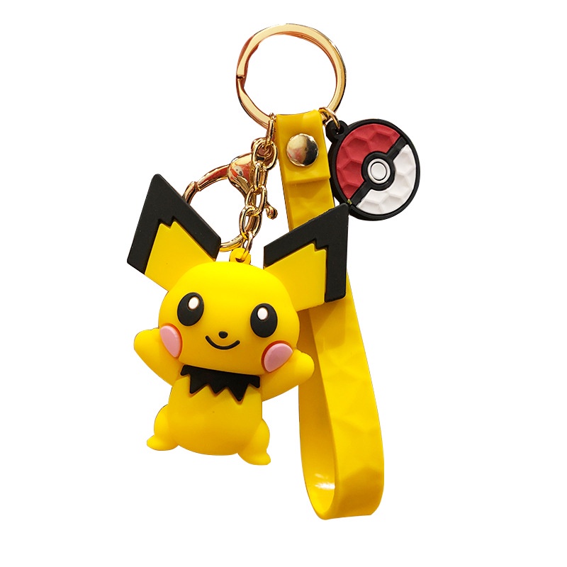 พวงกุญแจรถยนต์ซิลิโคนลายการ์ตูน-pikachu