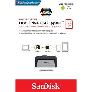 สินค้า SanDisk Flash Drive 32GB Ultra Dual Drive USB Type-C (SDDDC2_032G_G46) เมมโมรี่ แซนดิส แฟลซไดร์ฟ แท็บเล็ต Android PC