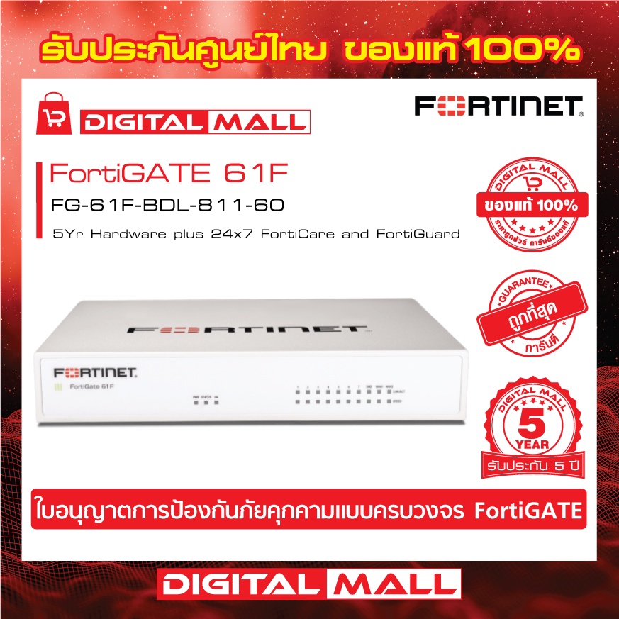 firewall-fortinet-fortigate-61f-fg-61f-bdl-811-60-เหมาะสำหรับใช้งานควบคุมเครือข่ายระดับธุรกิจขนาดใหญ่