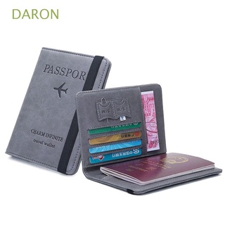 Daron ปกหนังสือเดินทาง อเนกประสงค์ หนัง PU อุปกรณ์เสริมการเดินทาง บล็อก RFID กระเป๋าสตางค์ เอกสาร ID บัตรธนาคาร กระเป๋าหนังสือเดินทาง