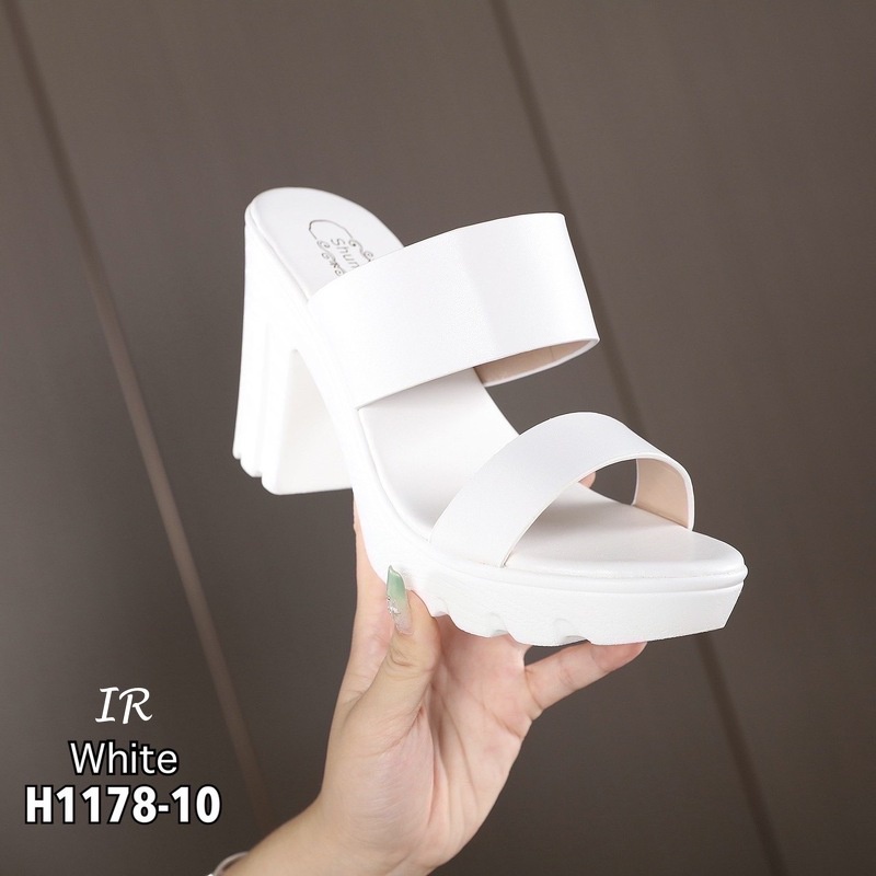 h1178-10-รองเท้าส้นสูงหนังคาด-2-ระดับ-แพทเทิร์นเสริมหน้า