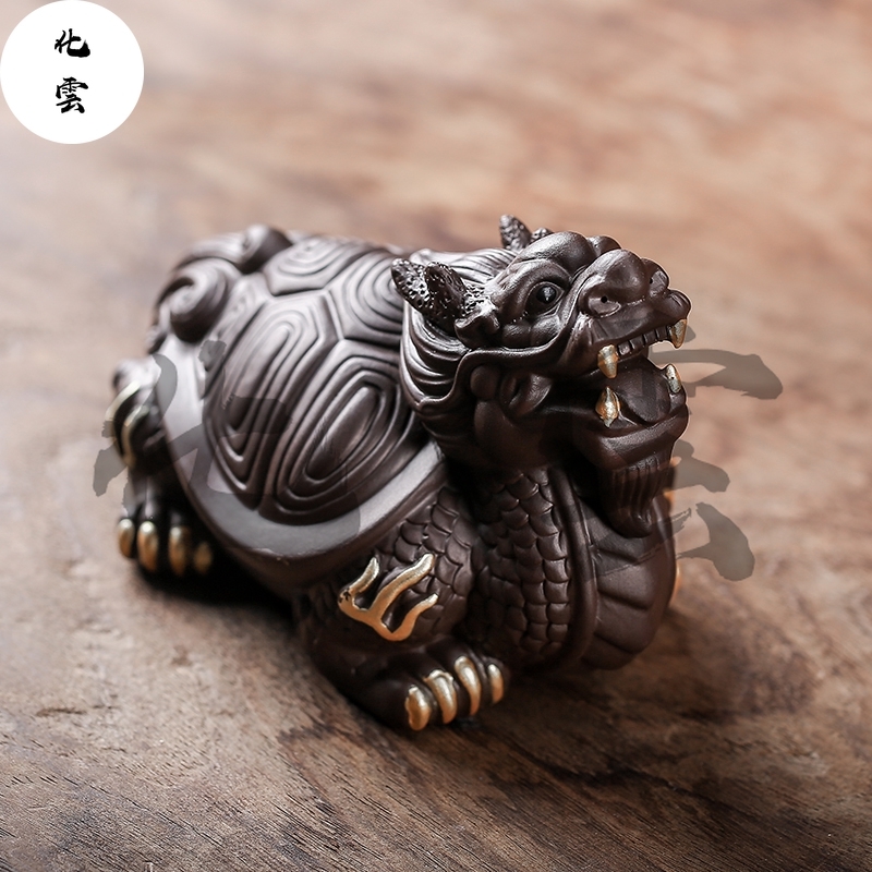 huayun-yixing-zisha-fuyuan-dragon-turtle-ถาดชา-แฮนด์เมด-สําหรับตกแต่งพิธีชงชา