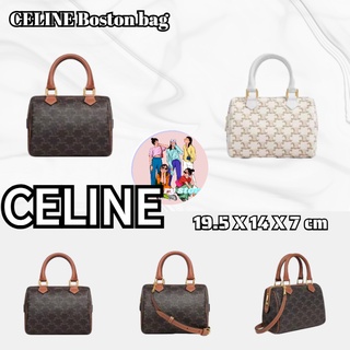 CELINE/CELINE กระเป๋าบอสตัน/หมอน/กระเป๋าถือ/กระเป๋าสะพาย/ลายพิมพ์คลาสสิก/ตัวอักษรพิมพ์คลาสสิก/ซิปสไตล์