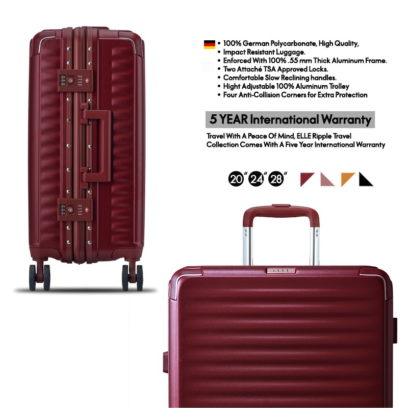 elle-travel-ripple-collection-carry-on-cabin-luggage-100-polycarbonate-pc-secure-aluminum-frame-mustard