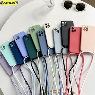 เคสโทรศัพท์มือถือ ซิลิโคนนิ่ม พร้อมสายคล้องคอ สะพายข้าง สีพื้น สําหรับ OPPO A31 A5 A9 2020 A71 A93S A83 A1 A8 A11