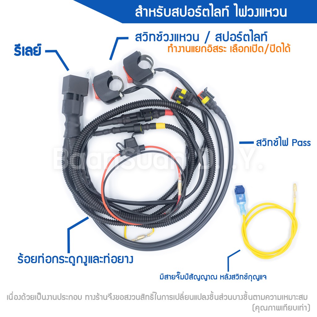 ชุดรีเลย์-ชุดสายไฟสปอร์ตไลท์มอเตอร์ไซต์-รุ่น-วงแหวน-สำหรับสปอร์ตไลท์ไฟวงแหวน