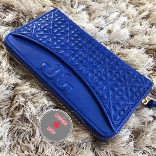 💕 TORY BURCH Bryant Zip Continental Wallet สีน้ำเงิน
