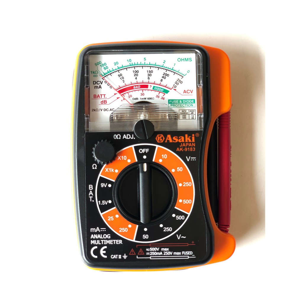 Asaki มัลติมิเตอร์ แบบอนาล็อก Analog Multimter โอม มิเตอร์ โวลมิเตอร์ ...