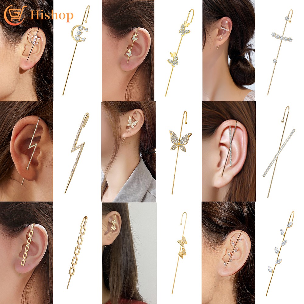 ภาพหน้าปกสินค้าIFME ต่างหูมุกคริสตัลผีเสื้อหูทองสำหรับเครื่องประดับแฟชั่นผู้หญิง