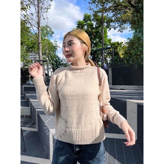 เสื้อไหมพรมผู้หญิง เสื้อไหมพรมญี่ปุ่น MUJI : Yak blend wool wide sweater #9498897312