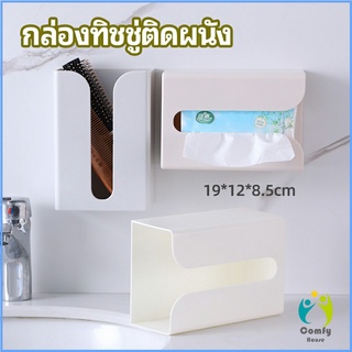 Comfy กล่องทิชชู่ติดผนัง มีแผ่นกาวติดยึดผนัง ไม่ต้องเจาะผนังWall Mounted Tissue Box