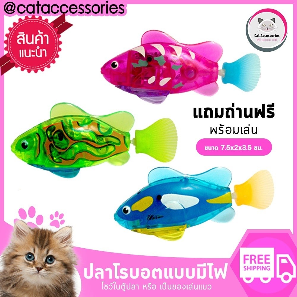 cataccessories-ของเล่นแมว-ปลาจิ๋วโรบอทแบบมีไฟ-ขยับไปมาได้-ว่ายน้ำได้-ขายแบบจำนวน1ตัวและแบบชุด3ตัวในราคาพิเศษ