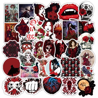 พร้อมส่ง punk ดำขาว ศิลปะกอทิก มาร Skull Red devil sticker สติกเกอร์กันน้ำรูปแบบที่แตกต่างกัน ศิลปะกอทิก 50 ชิ้น